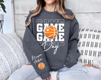 Game Day Basketball Sweatshirt, Custom Basketball Tee, Name on Sleeve Basketball, Game Day Sweatshirt, Front Sleeve