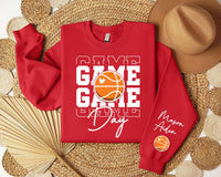 Game Day Basketball Sweatshirt, Custom Basketball Tee, Name on Sleeve Basketball, Game Day Sweatshirt, Front Sleeve