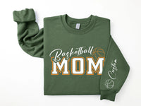 Personalized Basketball Mom Sweatshirt, Custom Sport Mom Tee, Basketball Lover Shirt, Custom Mom Sweatshirt, Front Sleeve