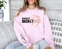 Personalized Basketball Player Name Sweatshirt, Custom Basketball Team Shirt, Basketball Mom Shirt, School Team Supporter Sweatshirt, Front Sleeve