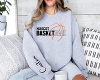 Personalized Basketball Player Name Sweatshirt, Custom Basketball Team Shirt, Basketball Mom Shirt, School Team Supporter Sweatshirt, Front Sleeve