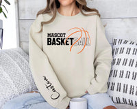 Personalized Basketball Player Name Sweatshirt, Custom Basketball Team Shirt, Basketball Mom Shirt, School Team Supporter Sweatshirt, Front Sleeve