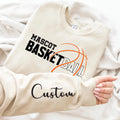Personalized Basketball Player Name Sweatshirt, Custom Basketball Team Shirt, Basketball Mom Shirt, School Team Supporter Sweatshirt, Front Sleeve