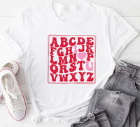 Teacher Valentine Shirt, Retro Alphabet Love Tee, Cute Teacher Valentines Day Shirt, Classroom Valentine Outfit