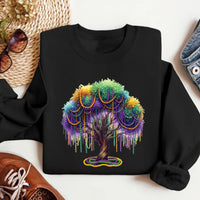 Mardi Gras Bead Tree Sweatshirt, New Orleans Carnival Tee, Mardi Gras Parade Sweatshirt
