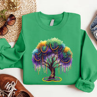Mardi Gras Bead Tree Sweatshirt, New Orleans Carnival Tee, Mardi Gras Parade Sweatshirt