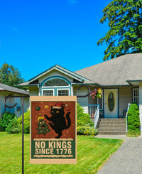 No Kings Protest Garden Flag, Double Sided, Christmas Black Cat Anti MAGA Protect Democracy, Anti-Trump Flag, Resist Fascism Flag