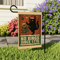 No Kings Protest Garden Flag, Double Sided, Christmas Black Cat Anti MAGA Protect Democracy, Anti-Trump Flag, Resist Fascism Flag
