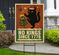 No Kings In America Yard Sign - Resist Hate Lawn Sign, Anti-Trump, Christmas Black Cat Anti MAGA Resist Fascism Yard Sign with Metal H-Stake