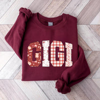 Custom Mama Gigi Mimi Nana Valentine Letters Sweatshirt, Valentine Mama Tee, Preppy Valentine Heart Sweatshirt