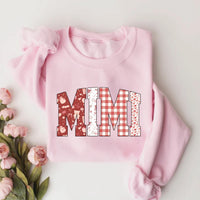 Custom Mama Gigi Mimi Nana Valentine Letters Sweatshirt, Valentine Mama Tee, Preppy Valentine Heart Sweatshirt