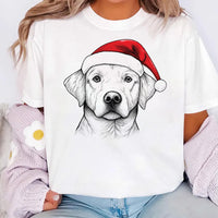 Custom Santa Paws Christmas Dog Shirt, 50 Dog Breeds in Santa Hat Tee