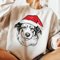 Custom Santa Paws Christmas Dog Sweatshirt, 50 Dog Breeds in Santa Hat Sweatshirt