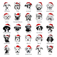Custom Santa Paws Christmas Dog Shirt, 50 Dog Breeds in Santa Hat Tee