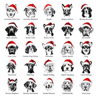 Custom Santa Paws Christmas Dog Shirt, 50 Dog Breeds in Santa Hat Tee