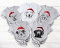 Custom Santa Paws Christmas Dog Shirt, 50 Dog Breeds in Santa Hat Tee