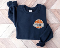 Customized Basketball Embroidered Sweatshirt, Game Day Basketball Hoodie, Embroidered Basketball Shirt, Basketball Season Long Sleeve Shirt