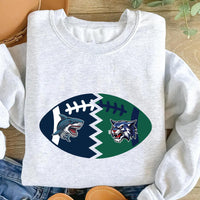 Custom House Divided Sweatshirt, Personalized Two Sports Team Shirt, Football, Baseball, Hockey, Basketball Sweatshirt