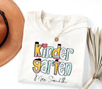 Custom Kindergarten Teacher Shirt, Personalized Teaching Tee, Kindergarten Teacher Top, Custom Teaching Shirt
