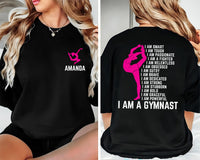 Personalized Name Gymnastics Shirt, Custom Girls Gymnast Tee, Vault Floor Bars Beam Shirt, Front Back