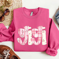 Custom Mama Gigi Mimi Nana Valentine Letters Sweatshirt, Valentine Mama Tee, Preppy Valentine Heart Sweatshirt