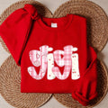 Custom Mama Gigi Mimi Nana Valentine Letters Sweatshirt, Valentine Mama Tee, Preppy Valentine Heart Sweatshirt