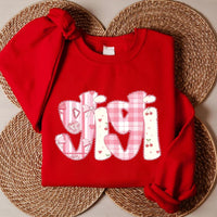 Custom Mama Gigi Mimi Nana Valentine Letters Sweatshirt, Valentine Mama Tee, Preppy Valentine Heart Sweatshirt