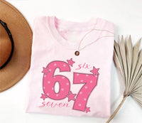 Pink 67 Meme Shirt, Six Seven Trend Shirt, Funny Viral Number Tee