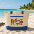 Custom Teacher Tote Bag with Zipper, Personalized Name Book Pencil Apple Tote, Teacher Gift, Classroom School Tote, End of Year Teacher Gift