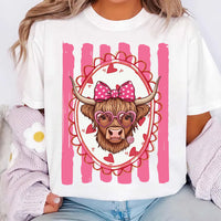 Valentine’s Day Highland Cow Shirt, Preppy Valentines Tee, Love Western Valentine Shirt