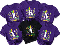 Personalized Monogrammed Family Shirt, Custom Mardi Gras Name Tee, Mardi Gras Family Shirt