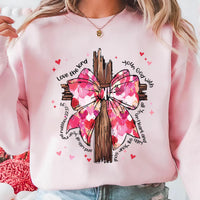 Coquette Valentine Jesus Sweatshirt, Valentine Bow Bible Verse Tee, Love Jesus Sweatshirt
