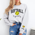 Custom Softball Girl Sweatshirt, Personalized Softball Name Tee, Softball Girl Gift, Softball Player Sweatshirt, Front Sleeve
