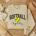 Custom Softball Girl Sweatshirt, Personalized Softball Name Tee, Softball Girl Gift, Softball Player Sweatshirt, Front Sleeve