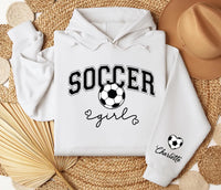 Custom Soccer Girl Hoodie, Soccer Girl Tee, Game Day Shirt, Girls Soccer Hoodie, Front Sleeve