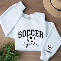 Custom Soccer Girl Hoodie, Soccer Girl Tee, Game Day Shirt, Girls Soccer Hoodie, Front Sleeve