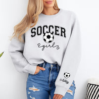 Custom Soccer Girl Hoodie, Soccer Girl Tee, Game Day Shirt, Girls Soccer Hoodie, Front Sleeve