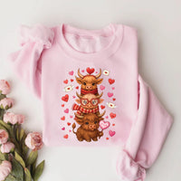 Highland Cow Valentine Sweatshirt, Valentine's Day Highland Cow Tee, Western Valentine Sweatshirt