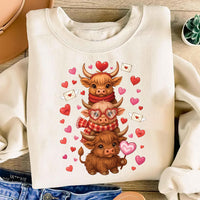 Highland Cow Valentine Sweatshirt, Valentine's Day Highland Cow Tee, Western Valentine Sweatshirt