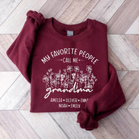 Custom Grandma Sweatshirt, Kids' Names Grandma Shirt, Wildflowers Grandma Sweatshirt