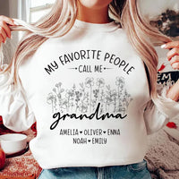 Custom Grandma Sweatshirt, Kids' Names Grandma Shirt, Wildflowers Grandma Sweatshirt