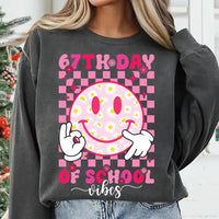 67th Day of School Vibes Sweatshirt, Smile Face 67 Shirt, Six Seven Meme Sweatshirt