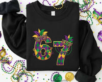 6 7 Meme Mardi Gras Sweatshirt, Trendy Festival Mask Shirt, Fantasy Masquerade Sweatshirt