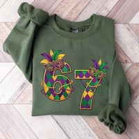 6 7 Meme Mardi Gras Sweatshirt, Trendy Festival Mask Shirt, Fantasy Masquerade Sweatshirt