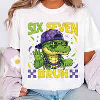 Six Seven Bruh Shirt, Mardi Gras Alligator Shirt, Funny 6 7 Bruh Tee