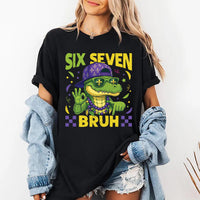 Six Seven Bruh Shirt, Mardi Gras Alligator Shirt, Funny 6 7 Bruh Tee