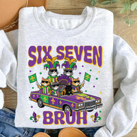 Six Seven Bruh Sweatshirt, Mardi Gras Cats Shirt, Funny Parade Car Sweatshirt