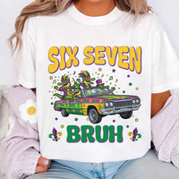 Six Seven Bruh Shirt, Mardi Gras Alligator Shirt, Funny Parade Gator Tee