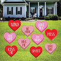 Valentine Heart Yard Signs, Conversation Heart Outdoor Decorations, Romantic Lawn Sign Set with Stakes, Sweet Love Messages Garden Decor