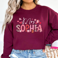 Custom Teacher Valentine Sweatshirt, Valentine's Day Teacher Shirt, Teacher Name Valentine Sweatshirt